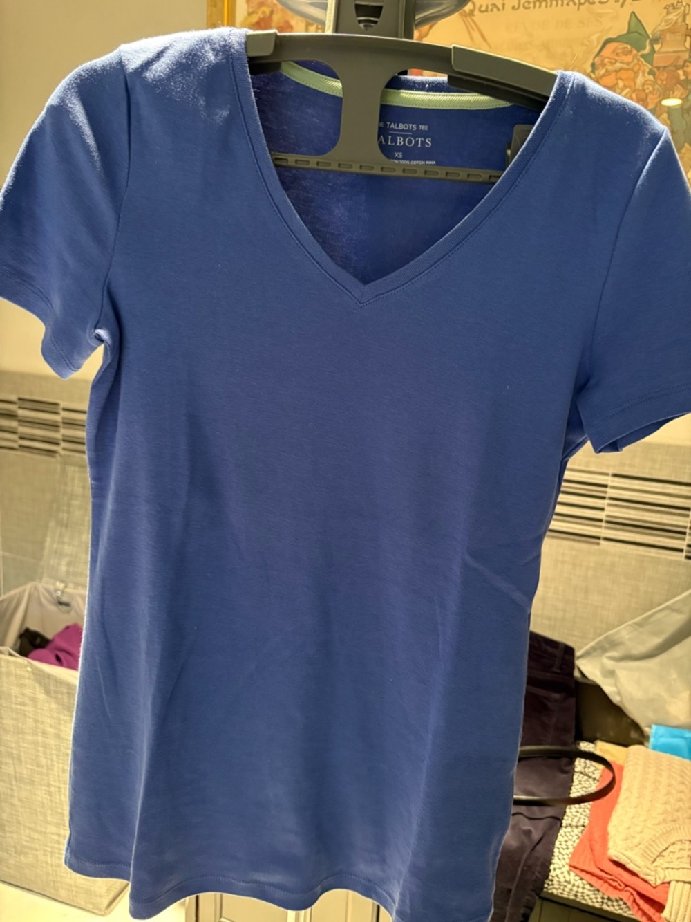 Talbots Blue V-Neck Short Sleeve Tee